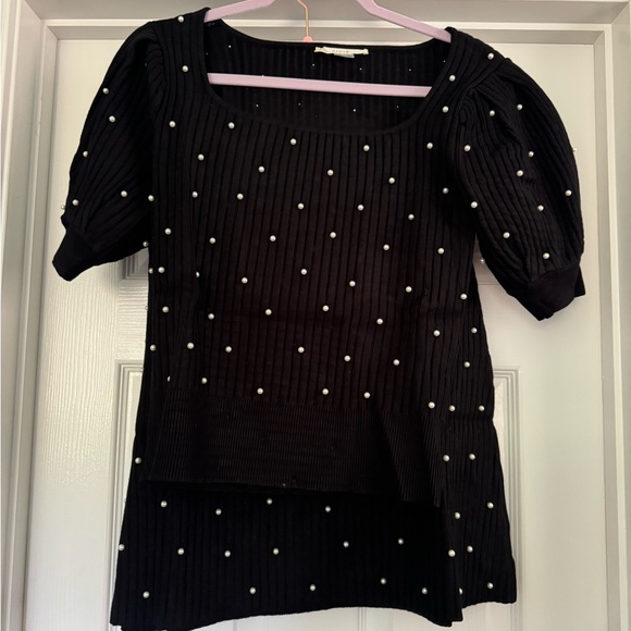 Women’s Knit Two Piece Puff Sleeve Top and Mini Skirt Set - Picture 2 of 11